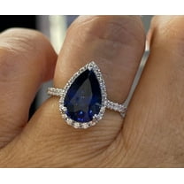 3.5Ct Lab Created Sapphire & Diamond Ring in 14K White Gold
