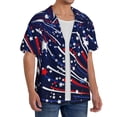 thumbnail image 2 of Balery Red White Blue Fireworks 1 Camisa Casual de Manga Corta con Botones para Hombre, Texturizada, Estilo Cubano, para Playa, Verano-XX-Large, 2 of 5