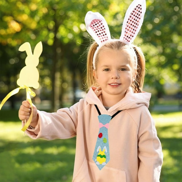 Pajarita ajustable con purpurina para Pascua para niños y adultos | Diseño de huevo de gallina y conejito multicolor | Accesorio de fiesta de tela brillante | Disfraz para eventos escolares, sesi