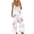 thumbnail image 1 of Pantalon Ample Blanc à Imprimé Floral pour Femmes, Salopette, Pantalon pour Adolescentes, Évasé, Jambe Grand, Jambe Droite, Jambe Longue, Bootcut, Été Automne 2025 TTG, 1 of 5