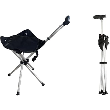 Lightweight Travel Stools for Adults, Foldable Cane Chairs for Adults, Cane Seat Walking Stick Folding Seat 220 Lbs