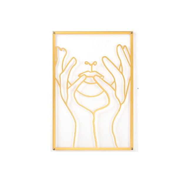 Matsuzay Decoración nórdica Línea femenina moderna Adorno de pared Dibujo Silueta Adorno para el hogar Sala de estar Decoración para el hogar Decoración del hogar Oro Rostro Matsuzay HA080027-06