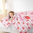 thumbnail image 3 of Catabedysis Kawaii Bowknot Initial Y Twin Comforter Sets For Girl,Cute Cherry Print ABC Themed Bedding Set,Pink Reversible,2pcs,1 Comforter and 1 Pillowcase, 3 of 7