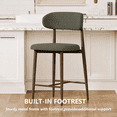 thumbnail image 5 of Bar Stools Sets of 2, Legahome 26" Counter Height Bar Stool, Modern Farmhouse Upholstered Counter Chairs with Curved Back & Walnut-Grain Metal Legs for Kitchen Island Dining Room, Green, 5 of 7