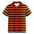 thumbnail image 4 of YMNXA Kids Boys Polo Shirt Short Sleeve Lapel Striped Print Soft Comfortable Breathable Tee Top For Casual Daily Wear,Orange,9-10 Years, 4 of 4