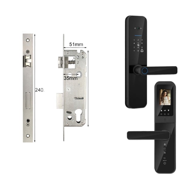 Door Lock, Tuya Digital Electronic Smart Door Lock With Biometric Camera Fingerprint Smart Card Password Key Unlock ,Easy to Install