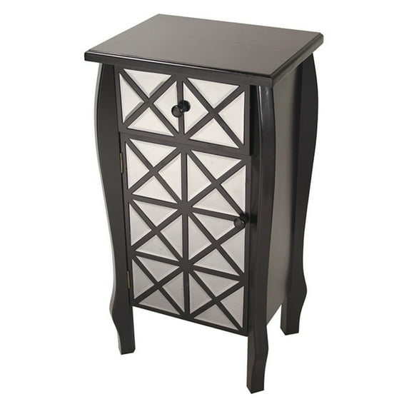 Heather Ann Creations Lana 1 Drawer 1 Door Patterned Mirror Accent Cabinet