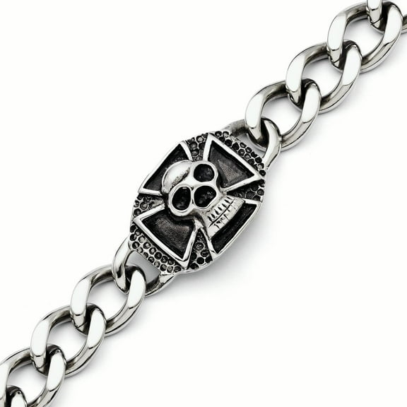 Chisel Stainless Steel Polished Skull Bracelet