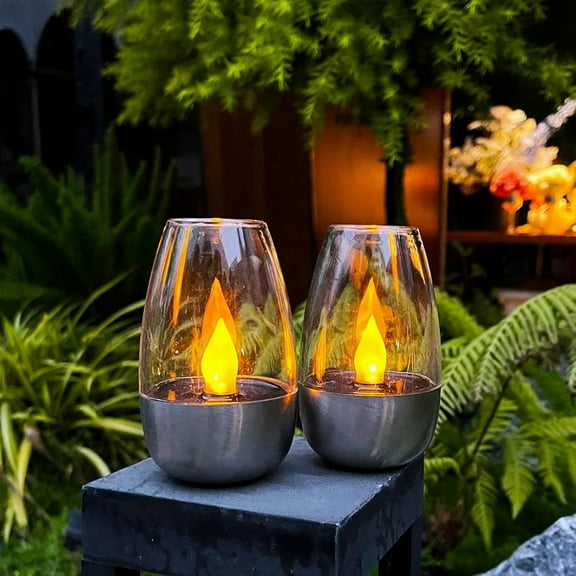 Solar Power Tea Lights Outdoor Candle Flameless Flicker Waterproof Table Lamp LED Candles with Dusk to Dawn 6pack