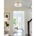 thumbnail image 5 of Kira Home Zoey 18" Modern Gold Semi Flush Mount with White Tapered Fabric Shade, 3-Light Ceiling Light, Warm Brass, 5 of 8
