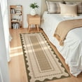 thumbnail image 4 of Garvee 2'x6' Modern Border Neutral Runner Rug Hallway Rug, Washable Rug with Non Slip Backing Soft Low Pile Indoor Rug for Bedroom Kitchen, Linen, 4 of 8