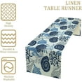thumbnail image 4 of Seashell Table Runner, Vintage Blue Coastal Nautical Corals Sea Beach Sealife Theme Dinner Runner for Home Kitchen Dining Table Decoration 13"x70", 4 of 6