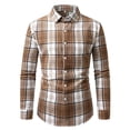 thumbnail image 4 of Gamivast Men's Plaid Flannel Shirts Long Sleeve Button Down Casual Collared Tops Classic Fit Checkered Dress Shirts for Fall Winter Daily Workwear Essential Brown XL, 4 of 6