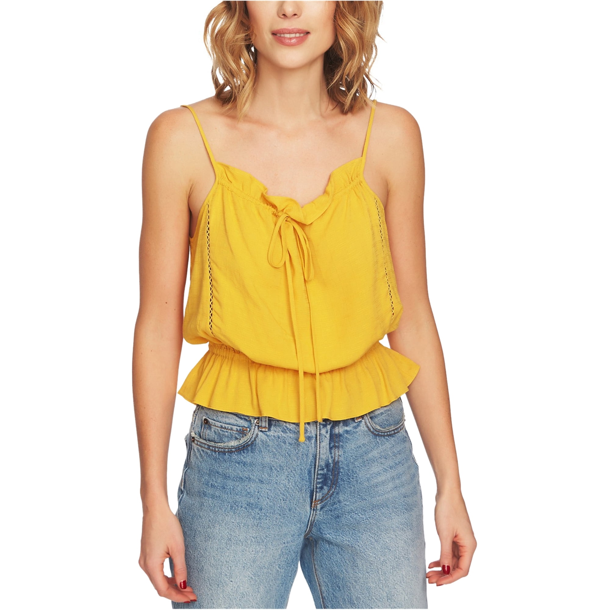 1.STATE 1.State Womens Tie Front Peplum Cami Tank Top