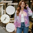 thumbnail image 6 of COEQINE Womens Cropped Bomber Jacket Zip Up Long Sleeve Motorcycle Jackets Stand Collar Cropped Bomber Coat Slouchy Shackets Sweatshirts Winter Coats, Small, Marble Pink Purple, 6 of 7