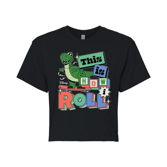 Disney - Toy Story - Rex This Is How I Roll - Juniors Cropped Cotton Blend T-Shirt