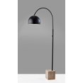 thumbnail image 3 of Adesso Wilder 77" 2-Light Travertine & Black Arc Floor Lamp with Black Metal Dome Shade, 3 of 8