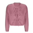 thumbnail image 4 of Ashirexll Womens Cardigan Sweaters, Sweaters for Women Trendy, Women's Solid Color Round Neck Tie Front Cardigan Fall Winter Fashion Knit Sweater Top, 4 of 7