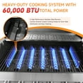 thumbnail image 6 of 6-Burner Propane Gas Grill with 60000 BTU, Heavy Duty Cast Iron Cooking Grates Stainless Steel Warming Rack and Side Tables, BBQ Grill for Outdoor Backyard Cooking and Patio Parties, Black, 6 of 9