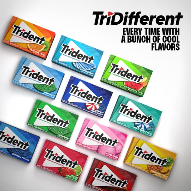 Trident Vibes Sugar Free Gum, Peppermint Rush, Regular Size, 40