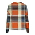 thumbnail image 4 of Womens Sweater Cardigans - Long Sleeve Striped Soft Knit Cardigan V Neck Button Up Jacket Fall Casual Outwear (2XL, Orange|Plaid), 4 of 5
