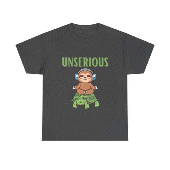Unserious Sloth on Turtle Unisex Heavy Cotton Tee
