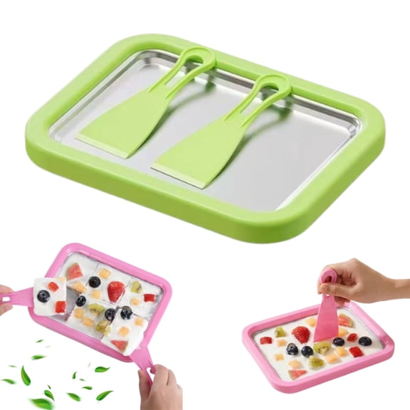 Instant Ice Cream Maker, Rolled Ice Cream Maker, Instant Gelato Pan/Roll, Homemade DIY Frozen Yoghurt Plate Freezer Kit Machine with 2 Spatulas