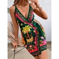 thumbnail image 6 of Women's Sleeveless Wrap V Neck Tie Knot Boho Short Dresses Green XL, 6 of 8