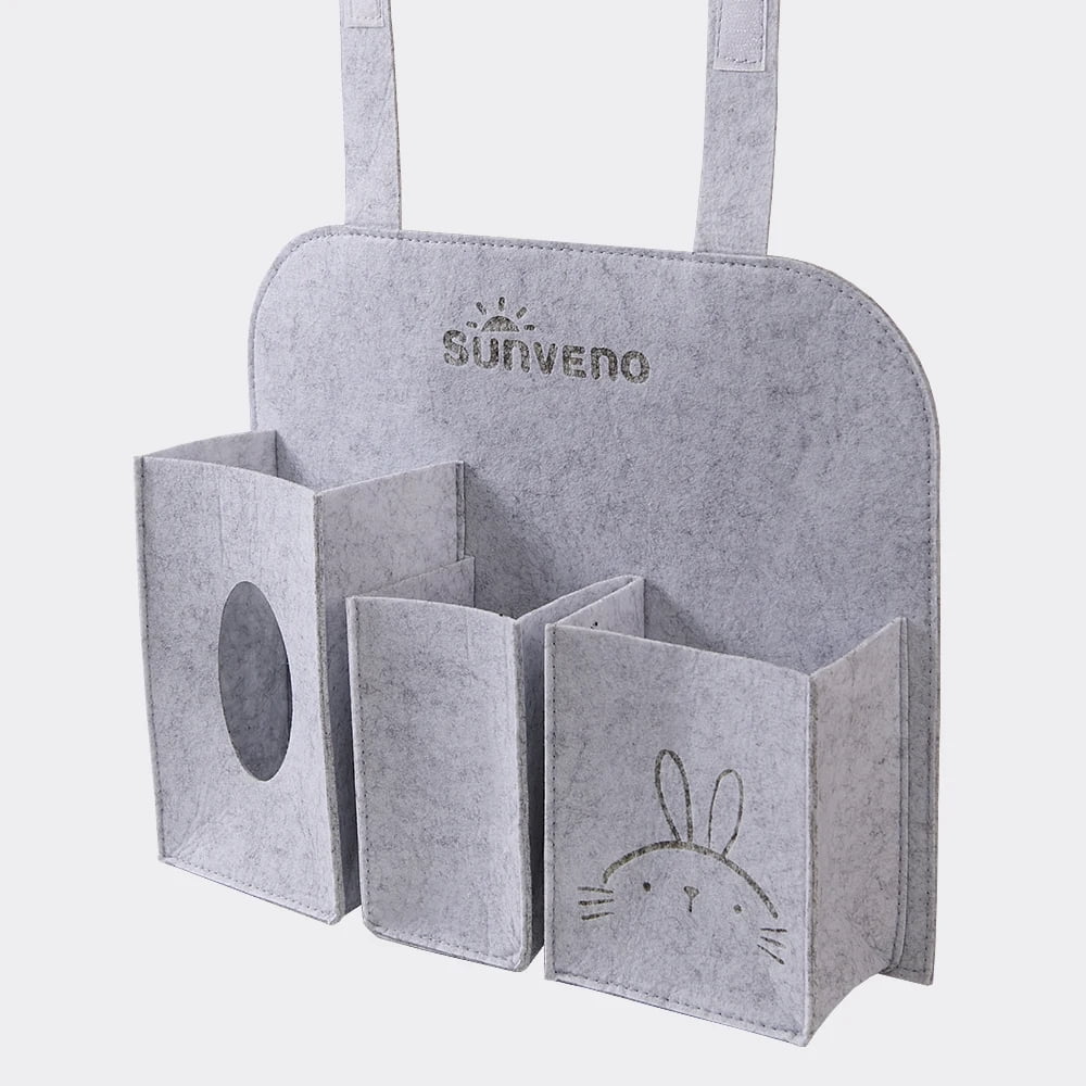 Sunveno Hanging Car Seat Organizer for Front or Rear Seat Storage for Kids, Travel Essentials, Grey