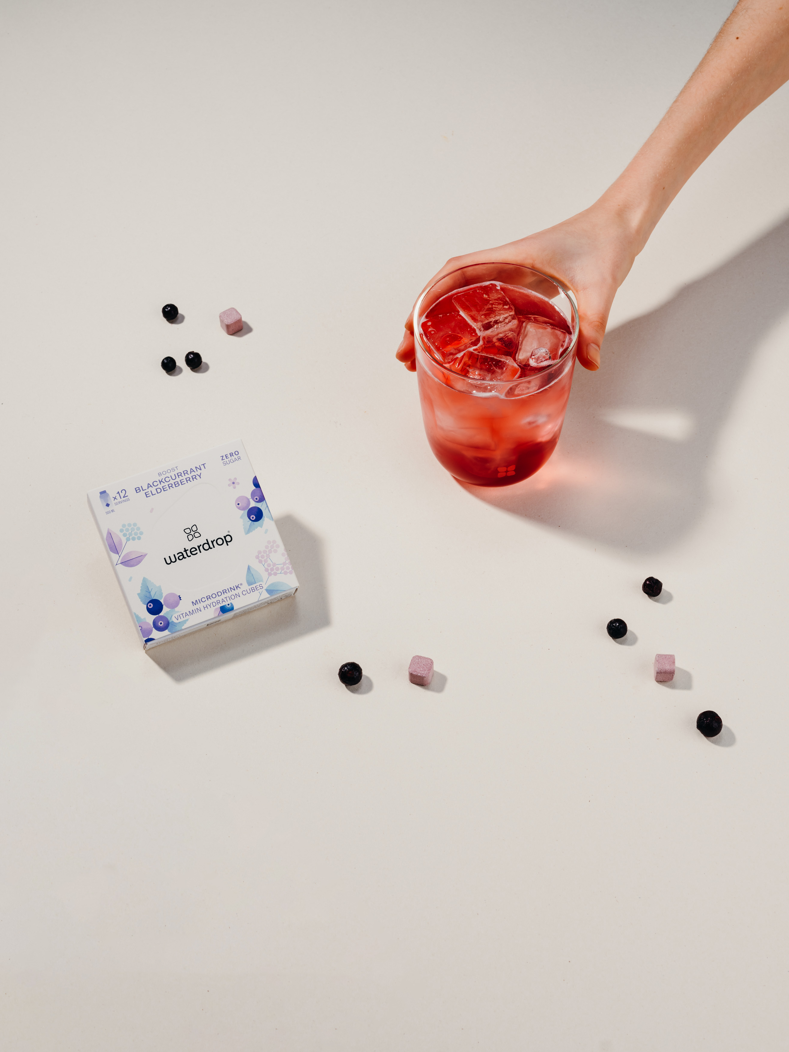 Waterdrop Microdrink Boost Blackcurrant, Elderflower, Acai Hydration Drink Cubes, 3 Count
