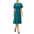 thumbnail image 2 of INSPIRE CHIC Work Dress for Women A-Line Short Sleeve Business Elegant Midi Dresses L Peacock Blue, 2 of 5