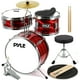 thumbnail image 1 of Set de Batería para Niños Premium Pyle, Kit para Principiantes Junior de 3 Piezas con Bombo de 13", Incluye Redoblante, Tom, Platillo, Trono Ajustable, Silenciadores y Baquetas, Rojo, 1 of 6