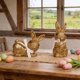 thumbnail image 1 of Pair Pack Easter Resin Rattan Effect Bunny Ornament Home Decor Garden Patio Home Decoration, 1 of 6