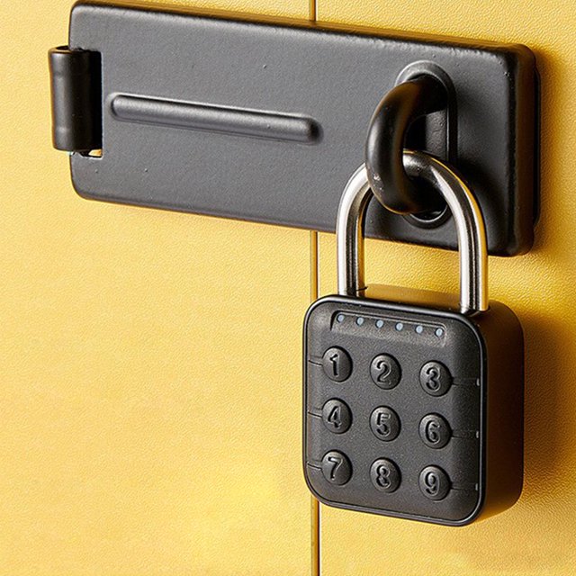 HLONK Electronic Locks Combination Locks Small Locks Student Lockers Smart Padlock U-type Remote Power Meter Cabinet Combination Locks(Black)