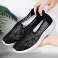 thumbnail image 4 of IEMIEMIEM Sneakers for Women 2026 Fashion Embroidery Floral Mesh Air Comfort Chunky Sole Hidden High Heels Slip On Loafers Breathable Walking Work Shoes with Arch Support Black 5.5 Wide, 4 of 9