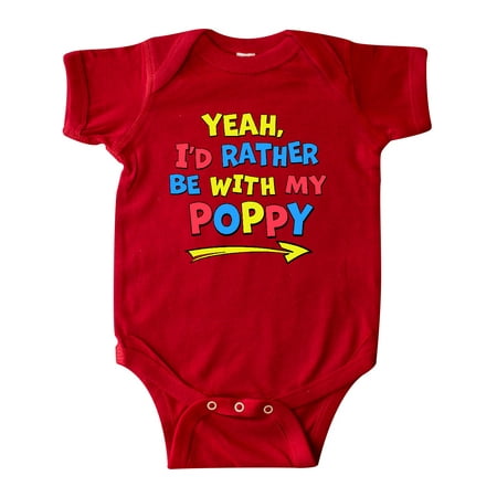 

Inktastic Yeah I d Rather be with My Poppy in Red Yellow and Blue Gift Baby Boy or Baby Girl Bodysuit