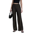 thumbnail image 2 of LEKWK Satin Wide Leg Pants for Women High Waisted Casual Palazzo Pants Loose Fit Comfy Straight Leg Trousers with Pockets Fall Fashion Business Work Outfits, 2 of 6