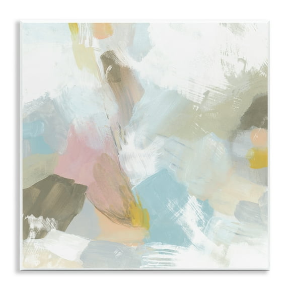 Stupell Industries Pastel Streaks on White Abstract Painting Unframed Art Print Wall Art, 12 x 12