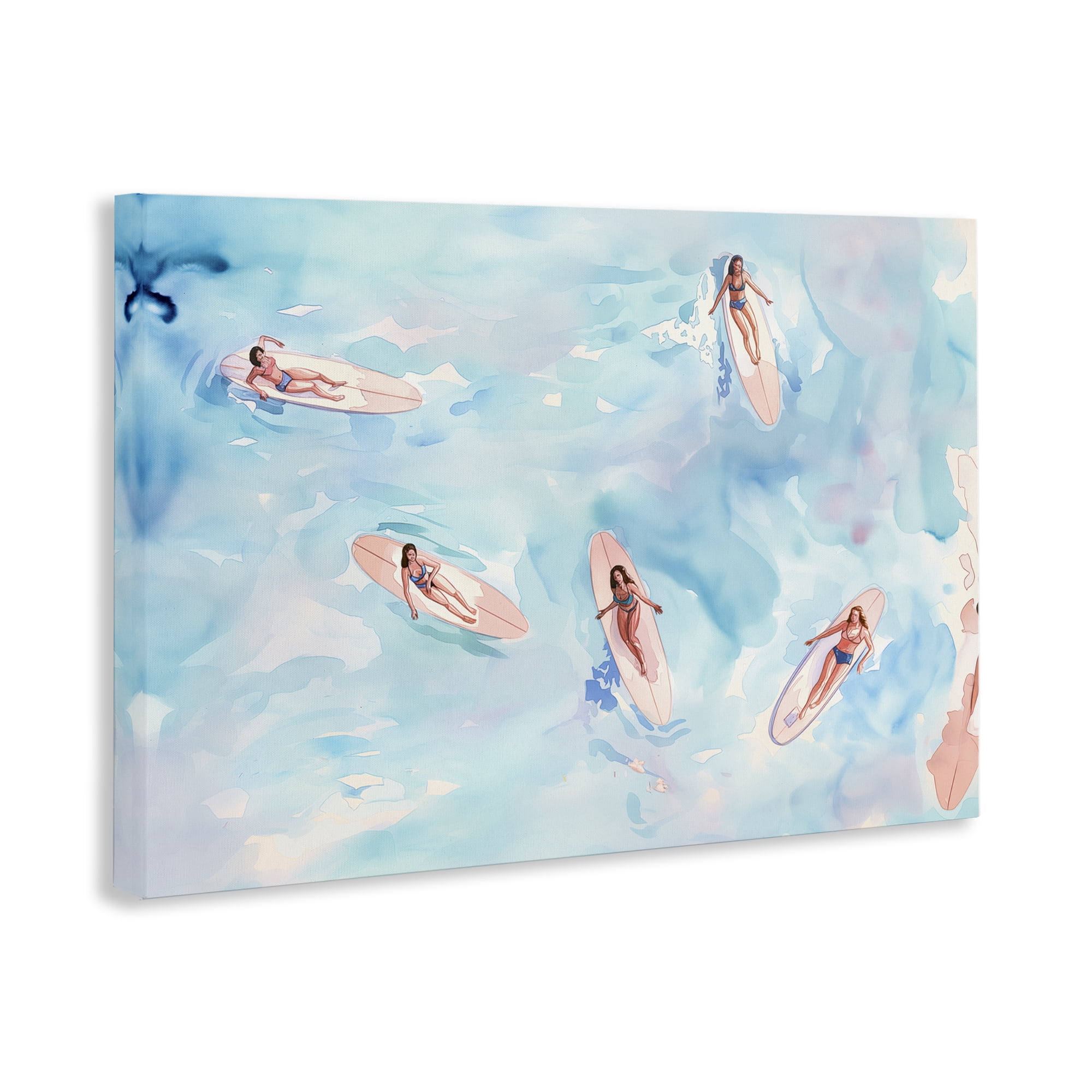 Stupell Industries Surfer Girls on Sea People Painting Wrapped Canvas Art Print Wall Art, 30 x 20