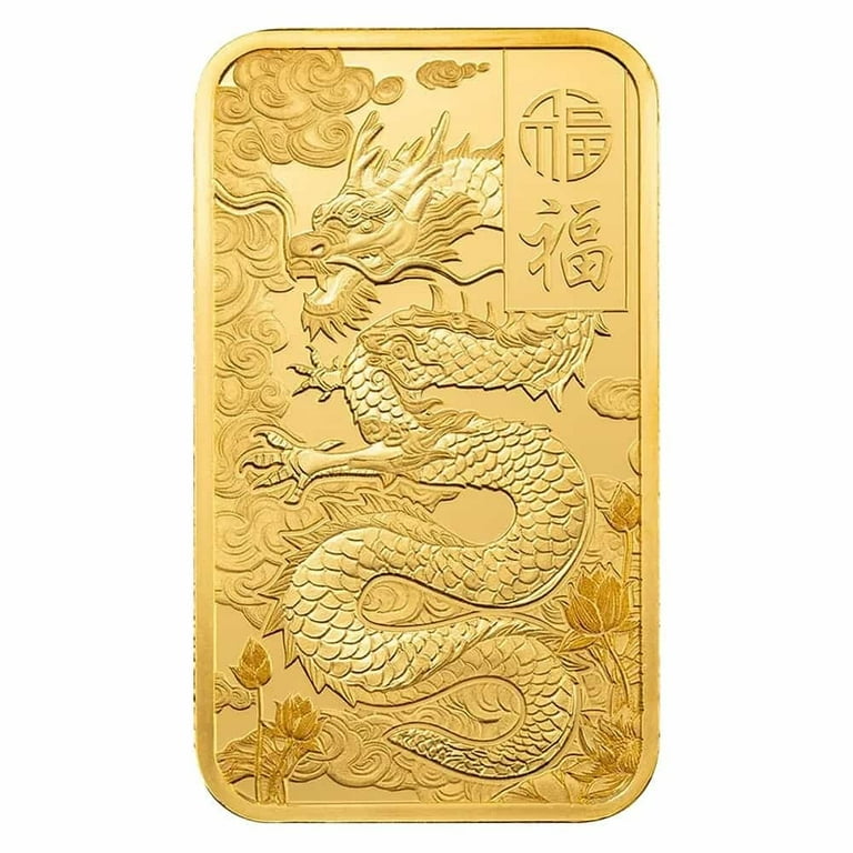 1 oz PAMP Suisse Good Luck Yellow Dragon Gold Bar .9999 Fine