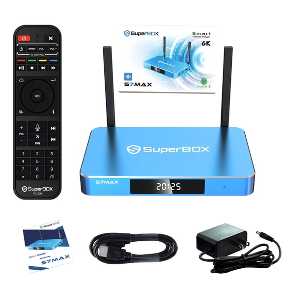 (Latest) 2025 S7 MAX SuperBox,2025 Pack,with 3Gifts,With Voice Remote Control,Easy Setup Guide,Phone Support,Authorized Smart Bundle Box for TV,7 Days-Time Shift
