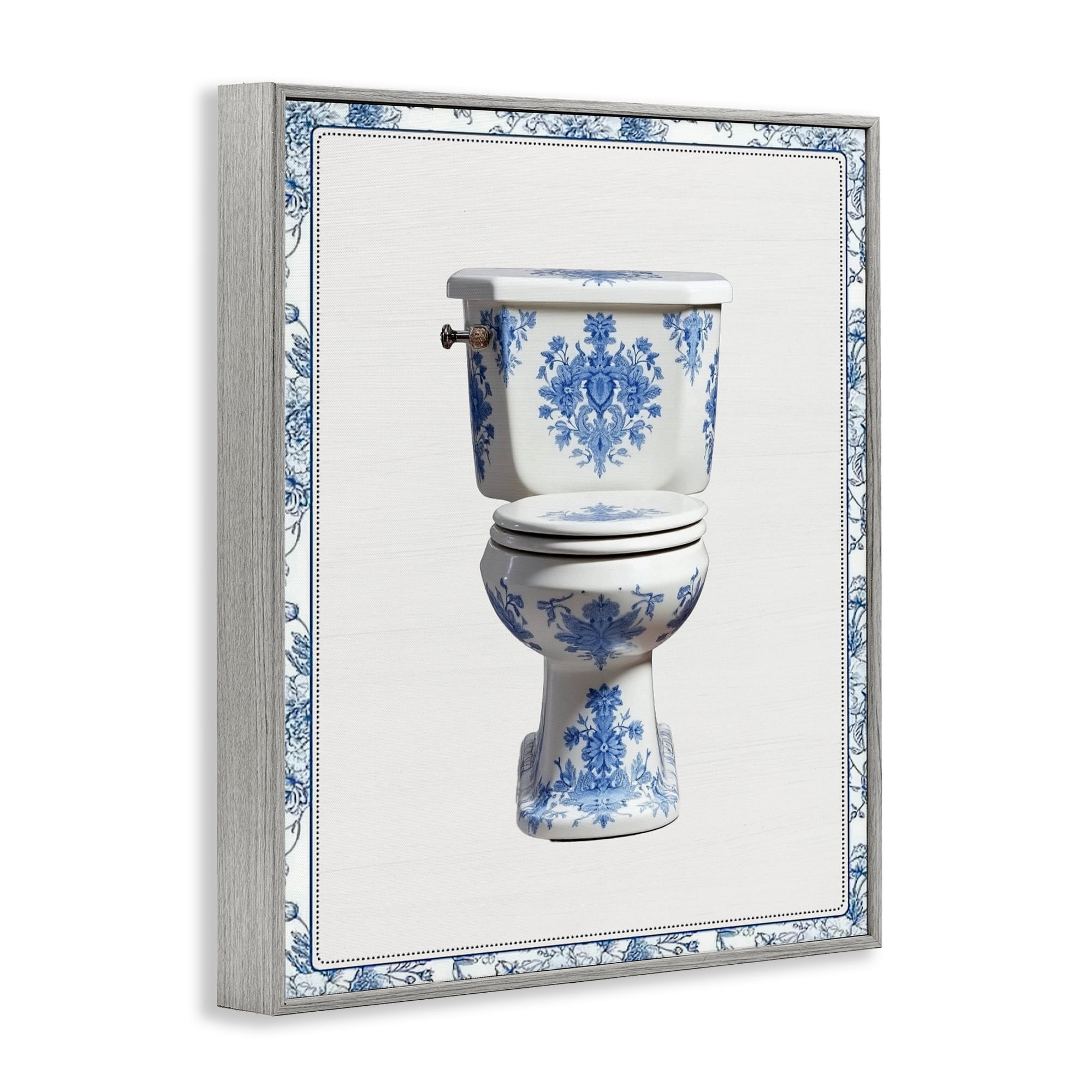 Vintage Chinoiserie Toilet Gray Framed Giclee Art, design by Lettered and Lined