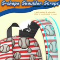 thumbnail image 5 of Baseballs and Stripes Red White 17" School Backpacks for Teens,Waterproof Oxford Fabric,S-Shape Padded Straps for School,Travel,Hiking,Camping, 5 of 6