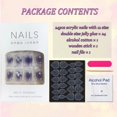 thumbnail image 5 of Uñas postizas de longitud media con diseño de mariposas, color azul ataúd, cobertura total, uñas acrílicas con degradado para mujeres y niñas, 24 unidades, 5 of 5