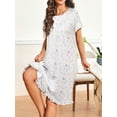 thumbnail image 5 of Avidlove Women Nightgowns with Pockets Button Front Henley NeckHouse Dresses Ruffle Hem Nightdress Sleepwear Short Sleeve Pajamas Dress, 5 of 8