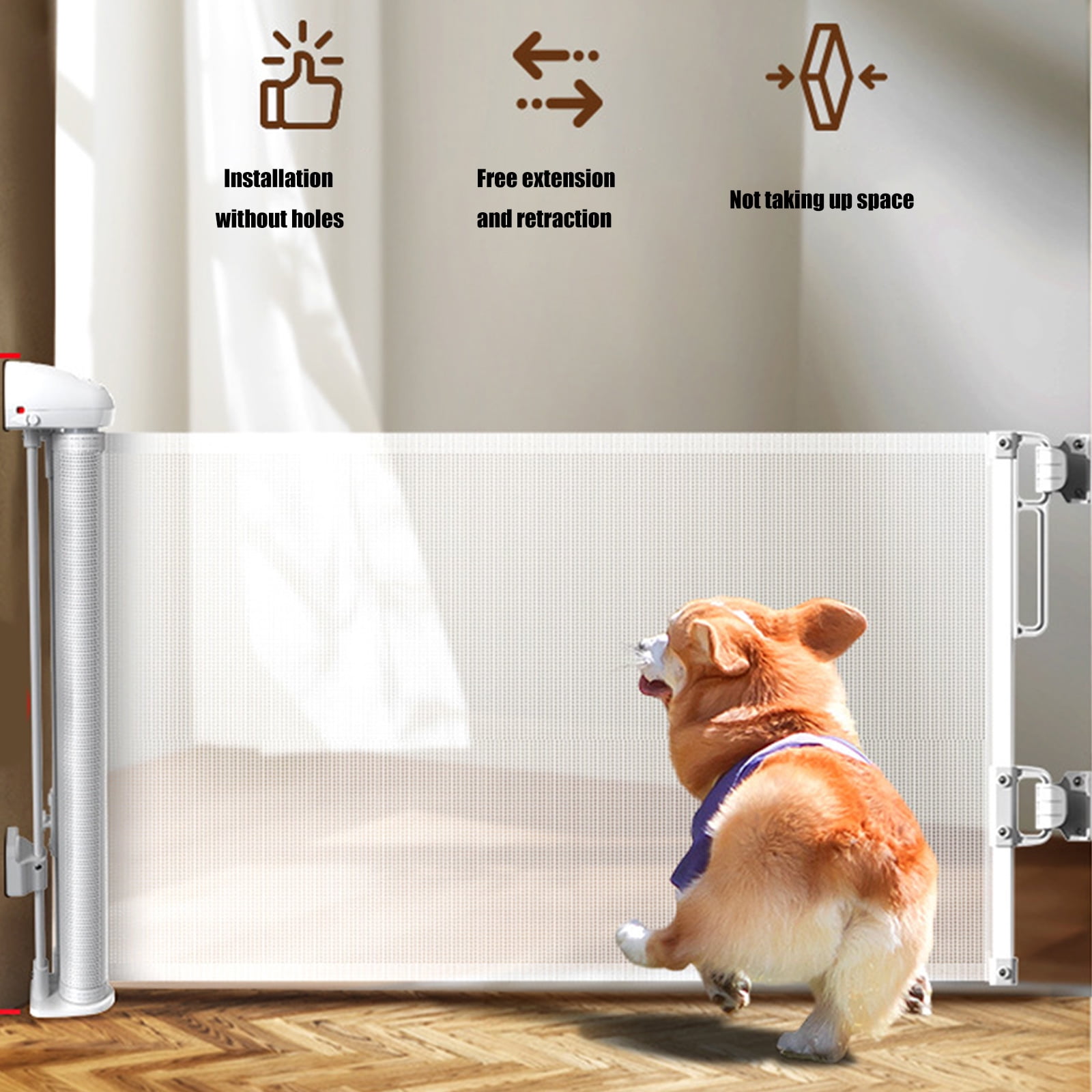 Retractable Meshes Baby Gates Adjustable Baby Staircases Guard Child Safety Gates Household Dog Barrier Easy to Install
