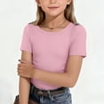 thumbnail image 2 of Girls Athletic Shirts Silm Fit Trendy Solid Color Top Gym Baby Girl Clothes Playwear Pink 11-12 Years, 2 of 4