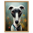 thumbnail image 1 of Cute Greyhound Whippet Dog In Summer Meadow Painting Art Print Framed Poster Wall Decor 12x16 inch, 1 of 5