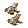 thumbnail image 3 of KLKCMS 2 Pieces Brass Frog Statues Desktop Ornament for Table Office Attract Wealth, 3 of 9