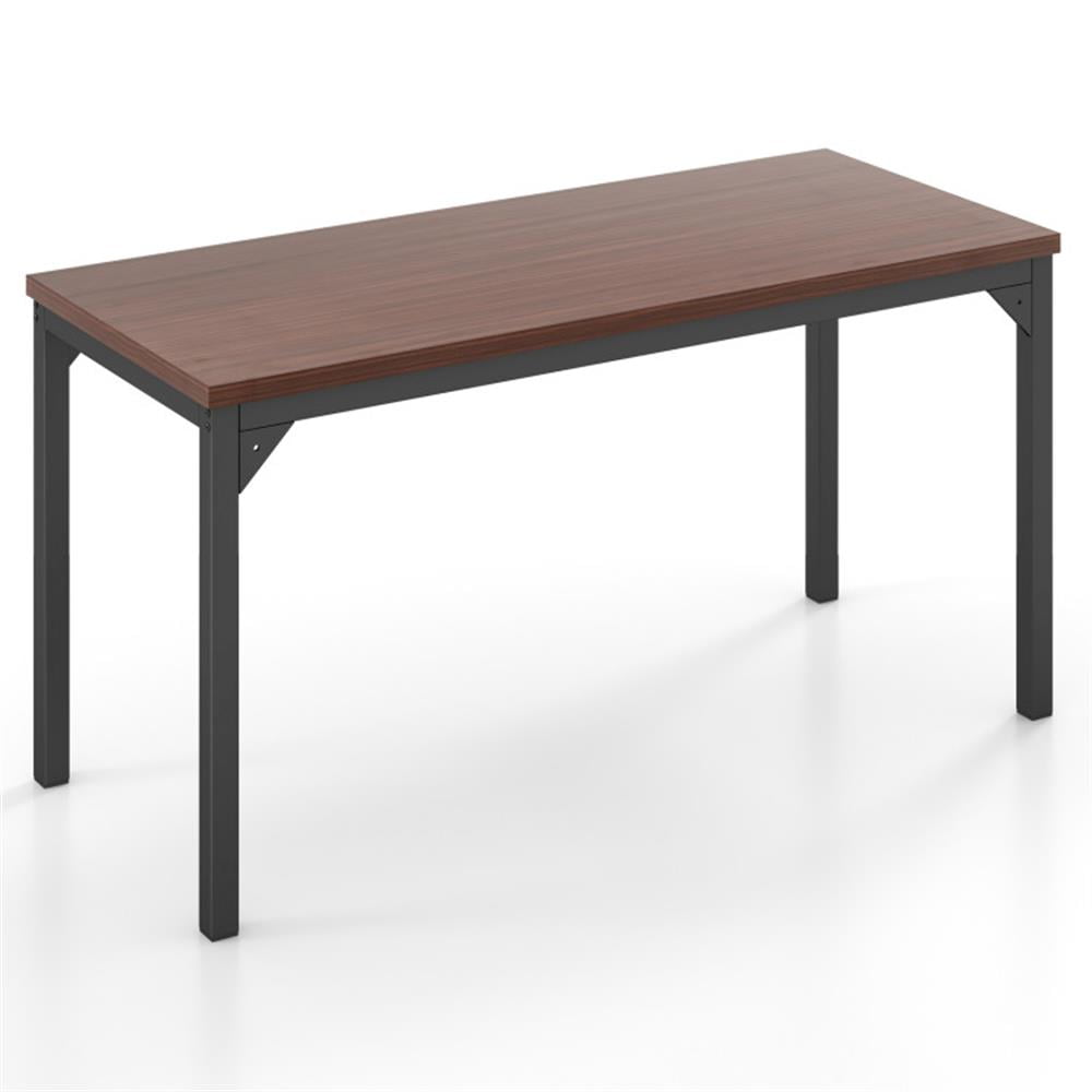 Demi Bonn 55" Conference Table with Heavy-duty Metal Frame, Small Home Office Desk Study Writing Table, Brown